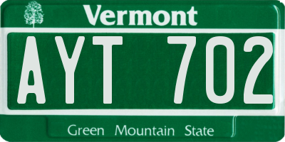 VT license plate AYT702