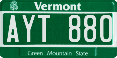 VT license plate AYT880