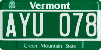 VT license plate AYU078