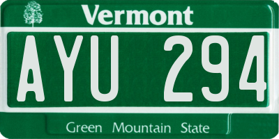VT license plate AYU294