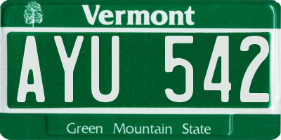 VT license plate AYU542