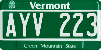 VT license plate AYV223
