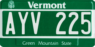 VT license plate AYV225