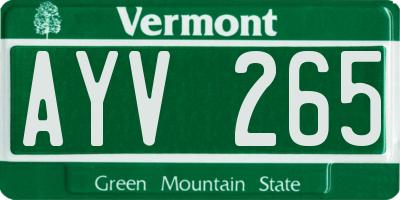 VT license plate AYV265