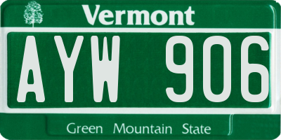 VT license plate AYW906