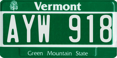 VT license plate AYW918