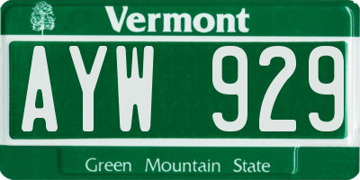 VT license plate AYW929