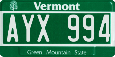 VT license plate AYX994