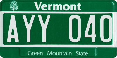 VT license plate AYY040
