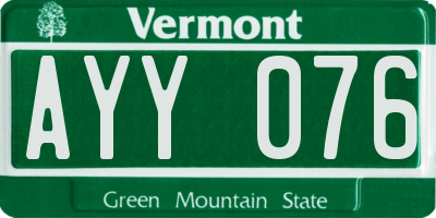 VT license plate AYY076