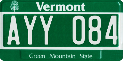 VT license plate AYY084