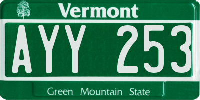 VT license plate AYY253