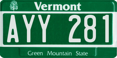 VT license plate AYY281