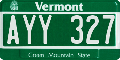 VT license plate AYY327