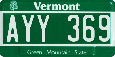 VT license plate AYY369