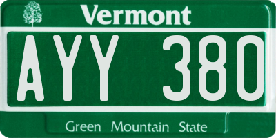 VT license plate AYY380