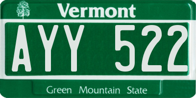 VT license plate AYY522