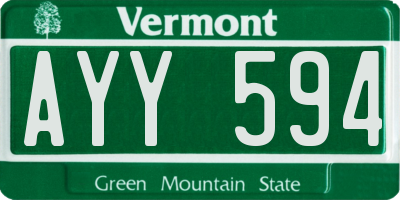 VT license plate AYY594