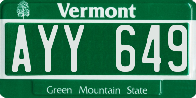 VT license plate AYY649