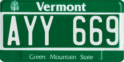 VT license plate AYY669