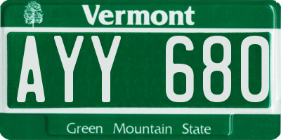 VT license plate AYY680