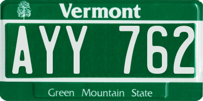 VT license plate AYY762