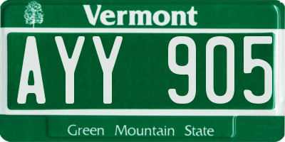VT license plate AYY905