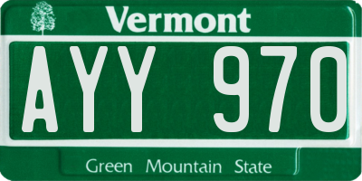 VT license plate AYY970