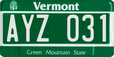 VT license plate AYZ031