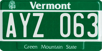 VT license plate AYZ063