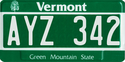 VT license plate AYZ342