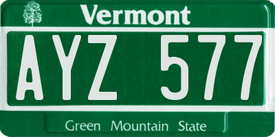 VT license plate AYZ577