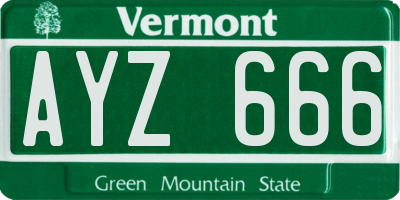VT license plate AYZ666