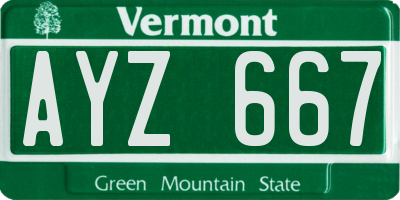 VT license plate AYZ667