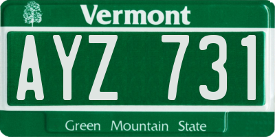 VT license plate AYZ731