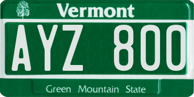 VT license plate AYZ800