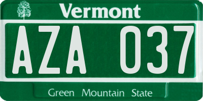 VT license plate AZA037