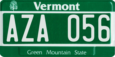 VT license plate AZA056