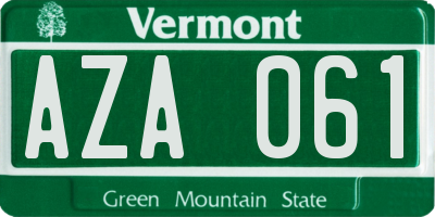 VT license plate AZA061