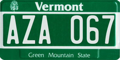 VT license plate AZA067