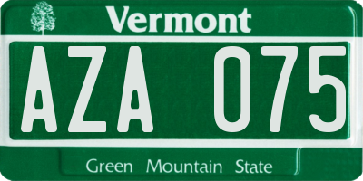 VT license plate AZA075