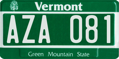 VT license plate AZA081