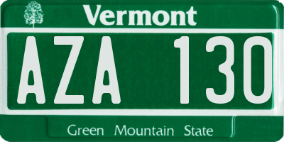 VT license plate AZA130
