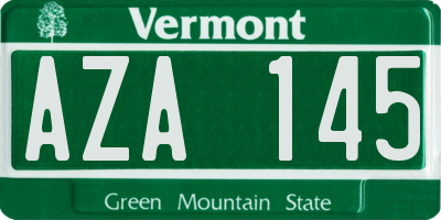 VT license plate AZA145