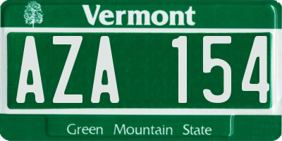 VT license plate AZA154