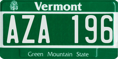 VT license plate AZA196