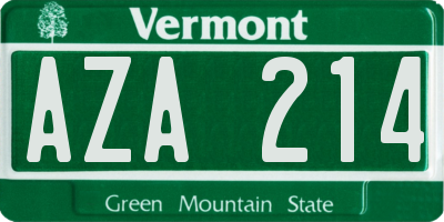 VT license plate AZA214