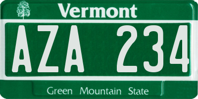 VT license plate AZA234