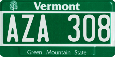 VT license plate AZA308