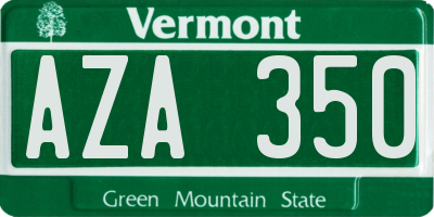 VT license plate AZA350